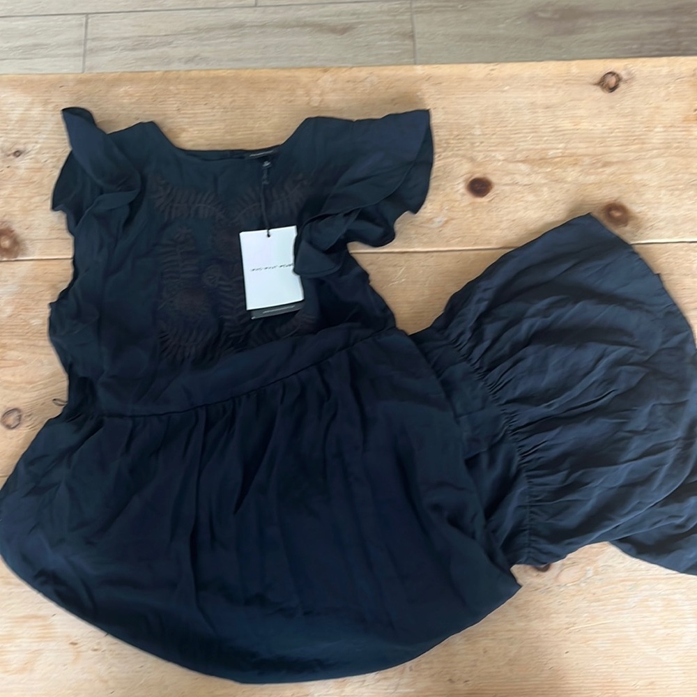 Long Black embroidered front dress. NWT WHO WHAT WHERE